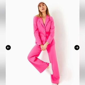 Lilly Pulitzer Colletti High Rise Trouser Passion Fruit Pink Wide Leg Size 10